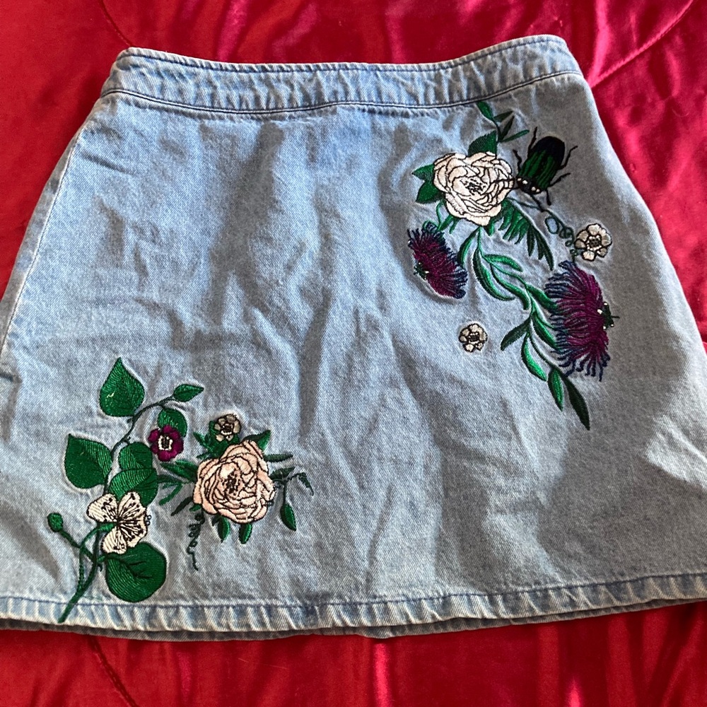 Embroidered Jean Skirt | H&M Coachella Collection